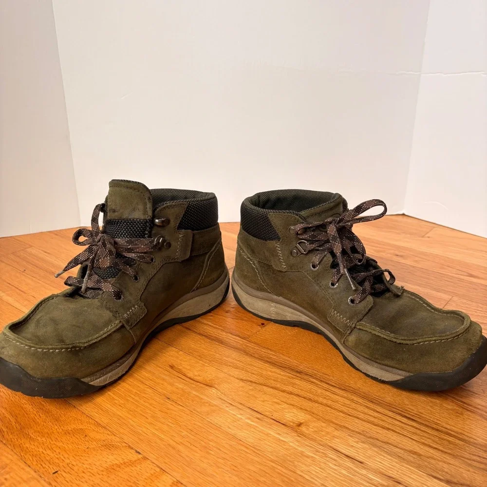 Chaco Mens Olive Green Suede Hiking Boots J105301 Mid Top Moc Toe Size 9